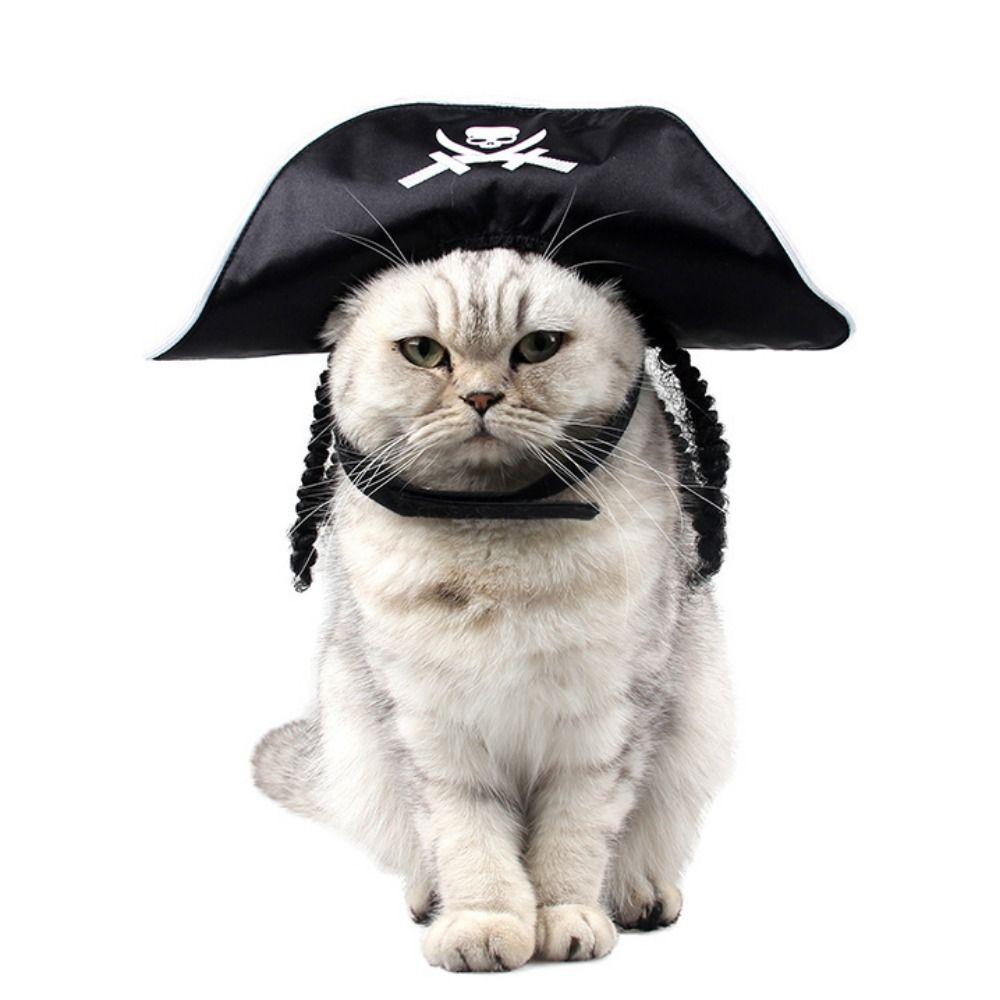 Halloween Dog Headwear Adjustable Pet Pirate Hat Soft Breathable Cat Spider Hat Pet Witch Hat Cat Wizard Hat Halloween Party