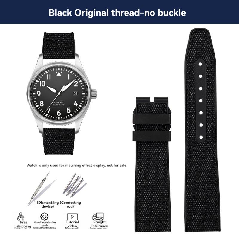 

Новый 20мм 21мм IWC Часы Тканевый узор FKM Резиновая основа фторкаучуковый Ремешок Пилотский IW389404 Браслет Мужской Водонепроницаемый Ремешок 20mm