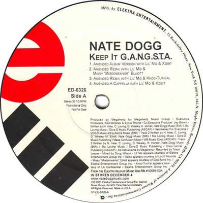 12inch Record NATE DOGG - Keep It G.A.N.G.S.T.A. ED6326 Elektra 2001 US Rap & Hip-Hop/R&B Used