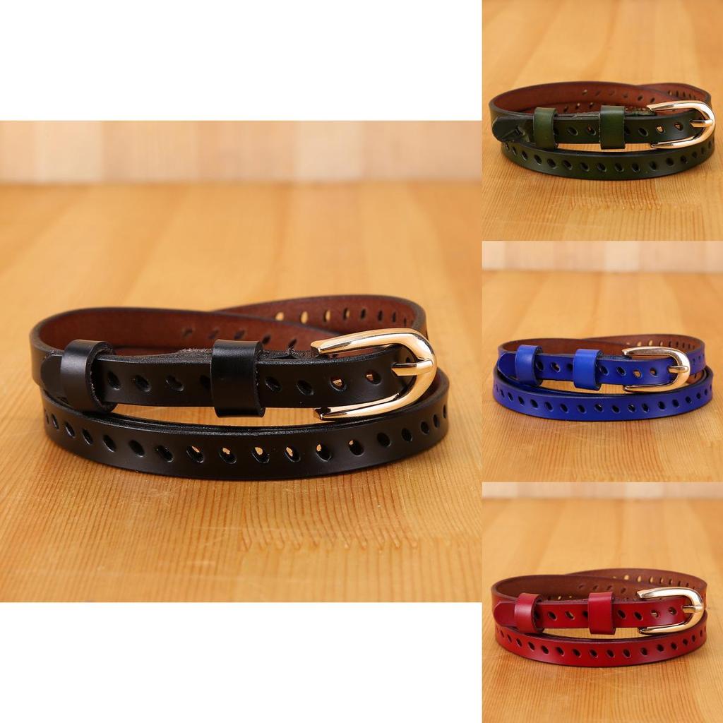 Women Genuine Leather Thin Belt With Alloy Pin Buckle And Versatile Style For Daily Use