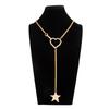European and American Hip-hop Star-shaped Pendant Long Necklace, Creative Hollow Heart Necklace for Women