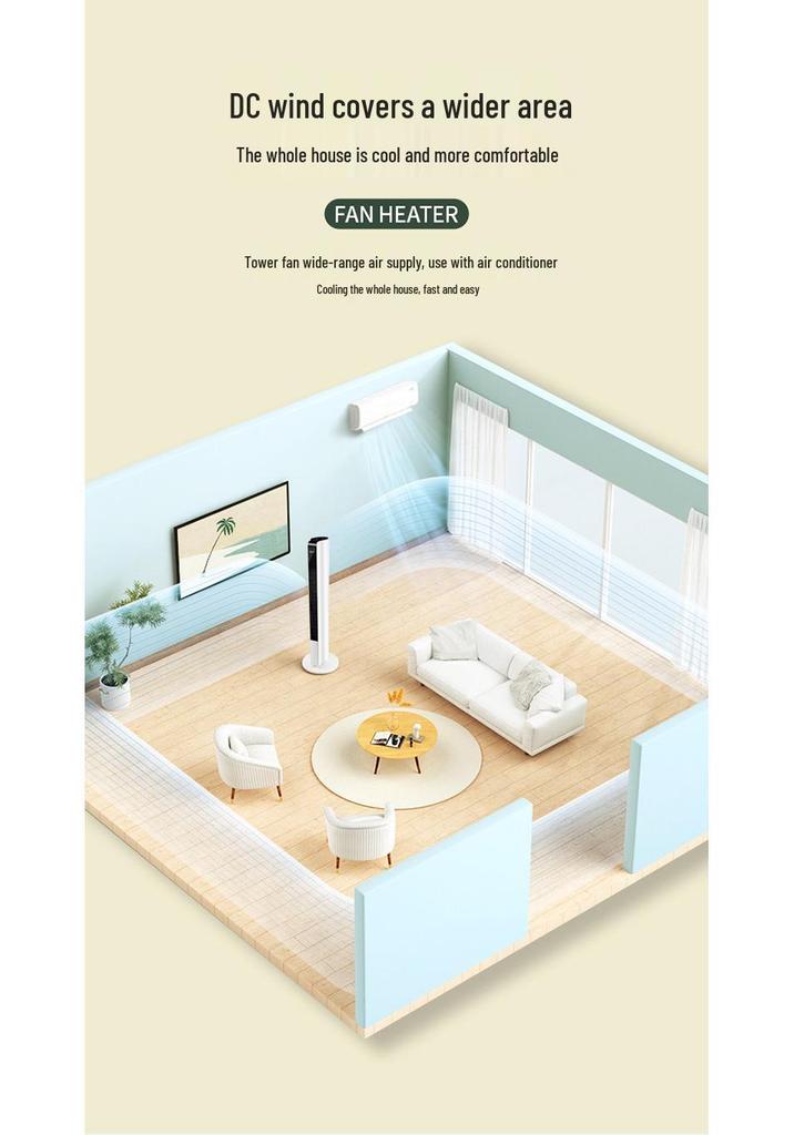 Bladeless Oscillating Tower Fan: Cross-Border Electric Fan for Home and Office