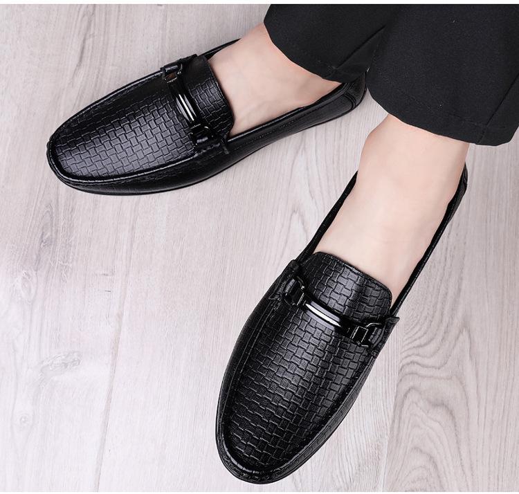Men's Cross-Border Slip-On Leather Driving Moccasins - Casual Low-Top, Large Size Cowhide Shoes for Spring and Autumn
