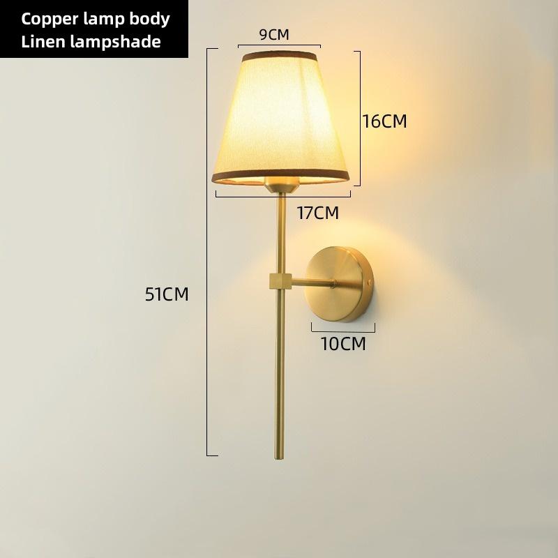 E27 American fabric wall lamp simple hotel room interior decor lighting living room corridor aisle bedroom bedside wall light
