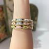 Gold Plated Enamel Floral Bangle Elegant Lotus Floral Open Cuff Bracelet Cloisonne Bangle  Ladies