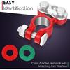Battery Terminals Color Coded Set Top Post Connectors Clamps With Matching Anti Corrosion Felt Fiber Washers For Car Truck Vehicle Ship Boat Small
