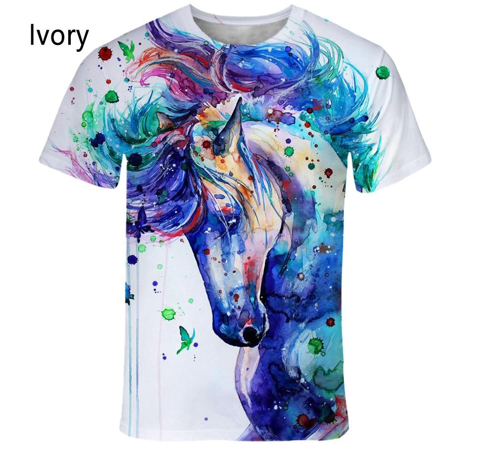 Neues Mode Tier Pferd 3D Gedrucktes T-Shirt Herren und Damen Sommer Lässig Kurzärmelig Harajuku Street Shirt Tops