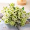 Pink Artificial Rose Bouquet with Greenery, Fake Silk Flowers for Home Wedding Decor