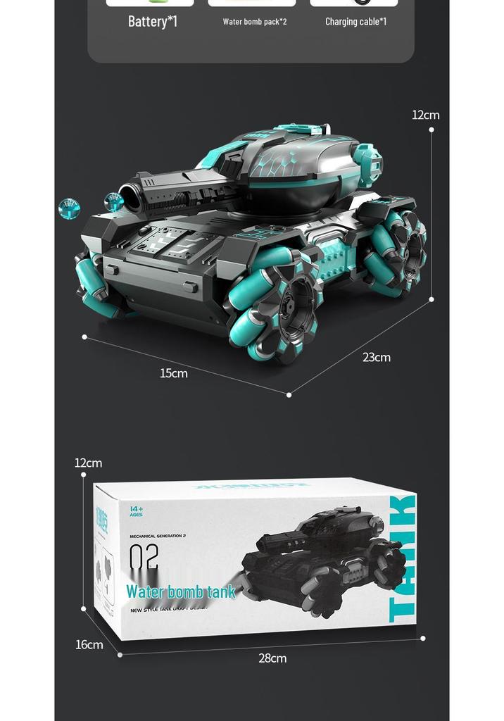 2.4G Gesture Sensing Remote Control Tank Car with Water Bomb Launch, Drifting, and Off-Road Racing for Kids