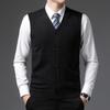 Men's Wool V-Neck Vest: Autumn/Winter Middle-Aged Casual Knitted Thick Cardigan