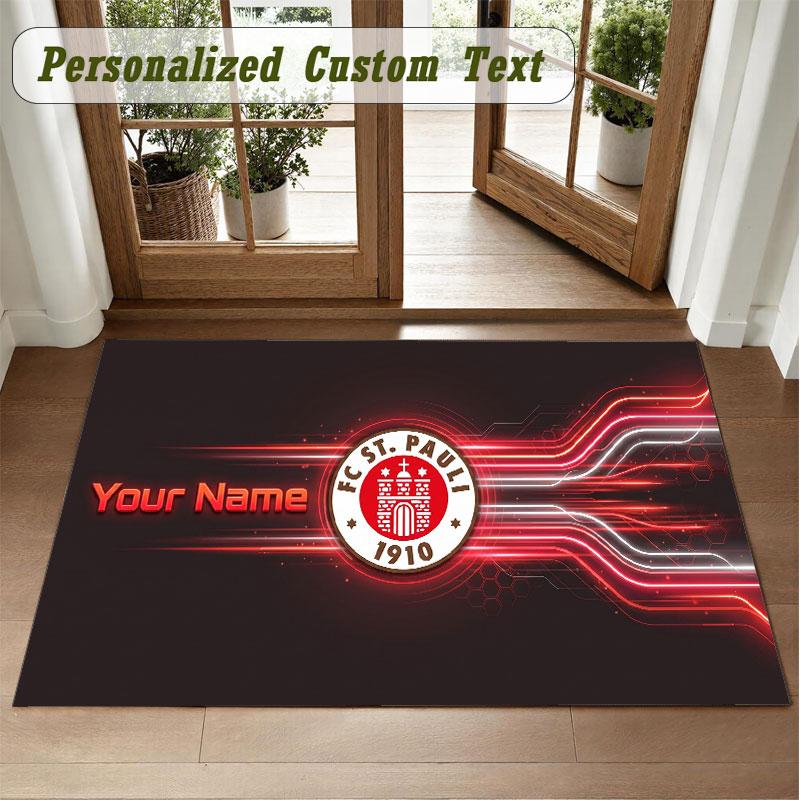 Crystal Velvet Square Rug Custom NameFC St. Pauli Pattern Non Slip Home Floor Decor Rug