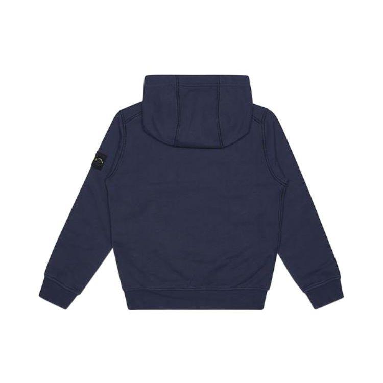 Stone Island Kids SS22 Solid Color Sports Hoodie Jacket Kids jackets Navy-Blue 761661640-V0020