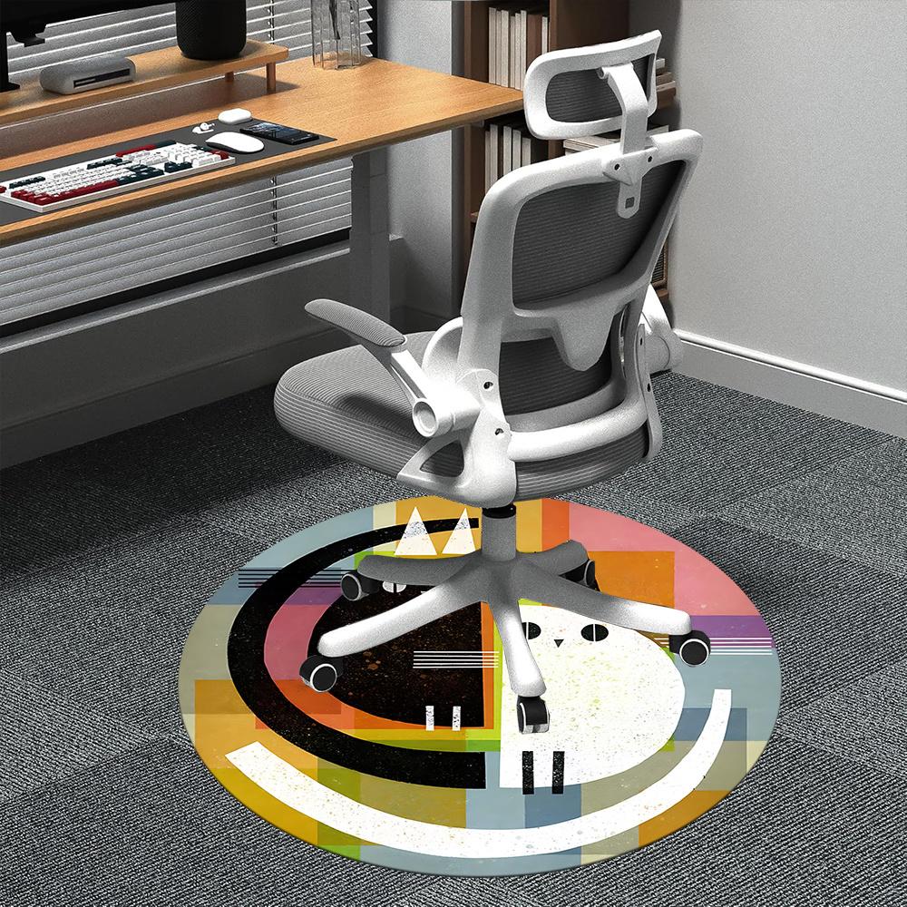 

1pc Cat Artwork Office Round Area Rug, Indoor Mat Suitable ForOffice, Under Office Chairs Bedroom Living Room Home Decor, Room Deco 017 80cm by 80cm