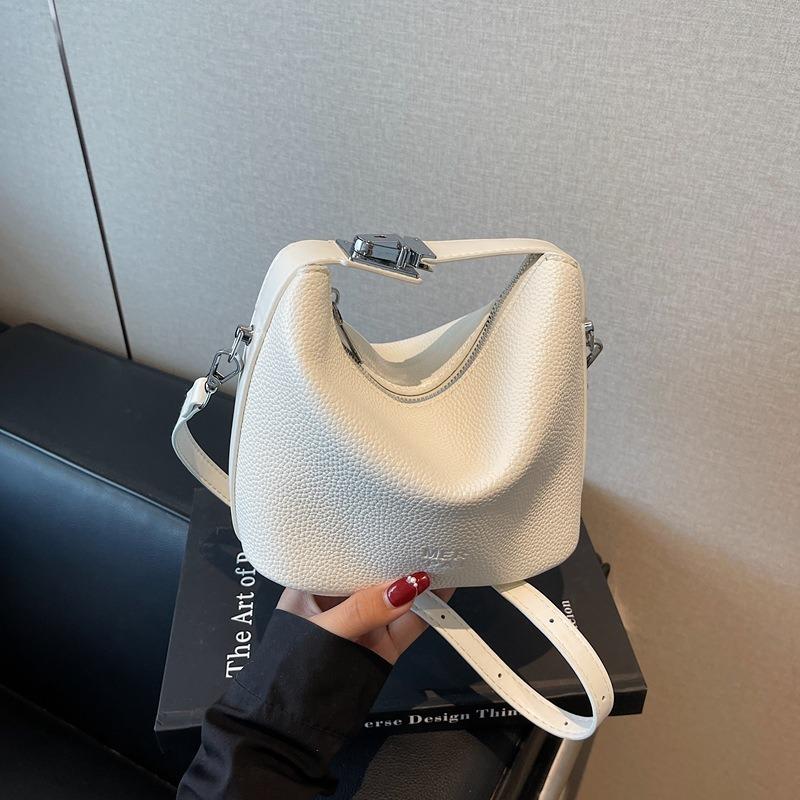 Niche design lychee pattern handbag bag new summer fashion lock single shoulder crossbody bucket bag