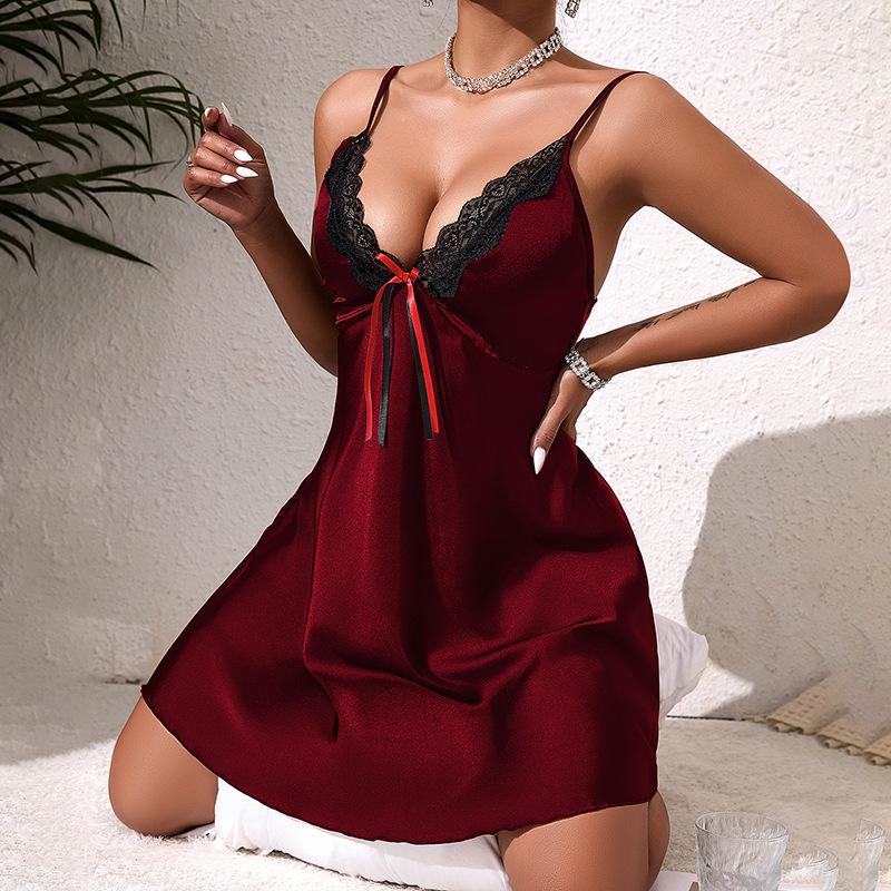 Sexy rückenfreies Perlen-Diamant-Camisole-Nachthemd Mehrfarbige Optionen Damen Elegante Lingerie Loungewear 882 Glamouröse funkelnde Nachtwäsche mit Luxus-Akzenten