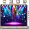 Sfondo Colorato con Spotlight da Palco e Note Musicali per Feste