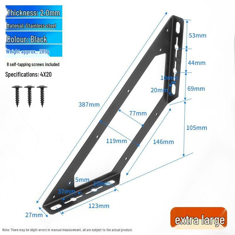 Stainless Steel Triangular Reinforcement Bracket - 90° Angle Support for Cabinets