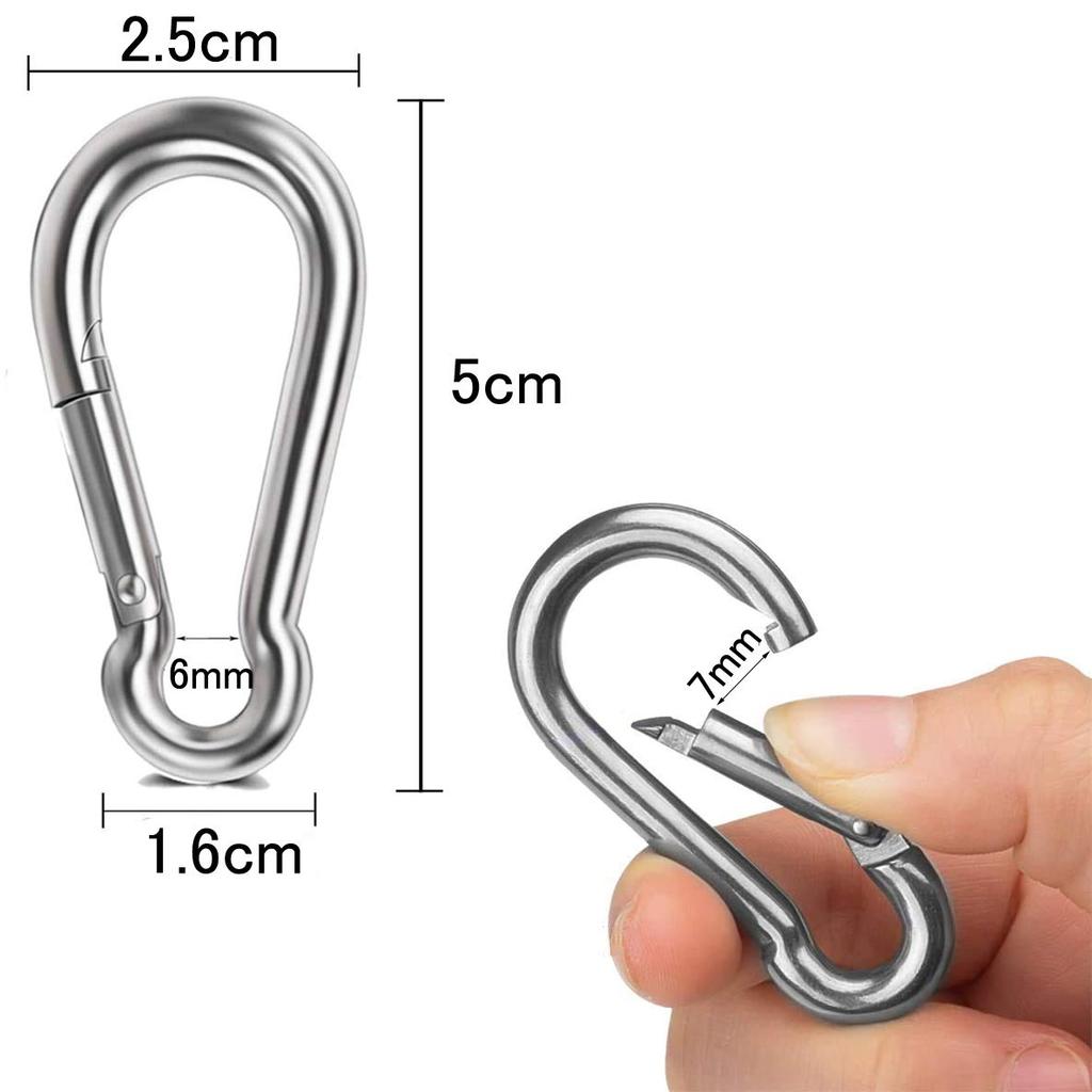 JOLIRSBOX Carabiner Stainless Steel Spring Hook Carabiner Set (5cm 10