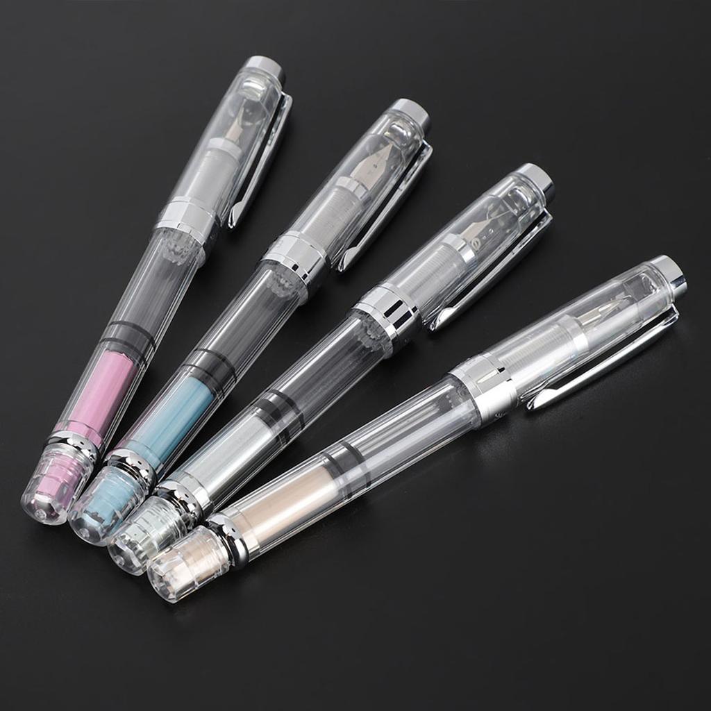 4Pcs 0.5mm F Point Transparent Fountain Pen Stationery Supplies for Office Home Daily Writing