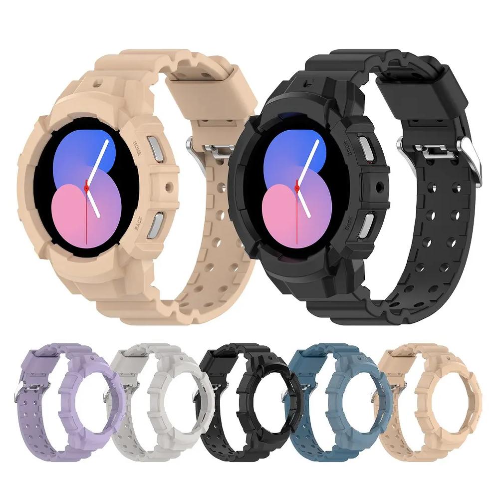 

Класичний чохол+ремінець для Samsung Galaxy Watch 4 44mm 40mm 5 pro 45mm silicon No Gaps pulseira correa Galaxy watch 5 ремінець 20mm Galaxy watch 4 40mm