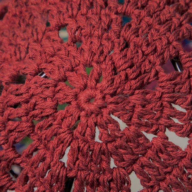 Cotton Crochet Brimless Hat With HollowOut Flower Design Summer Vacation Casual Skull Cap For Women Everyday Wear