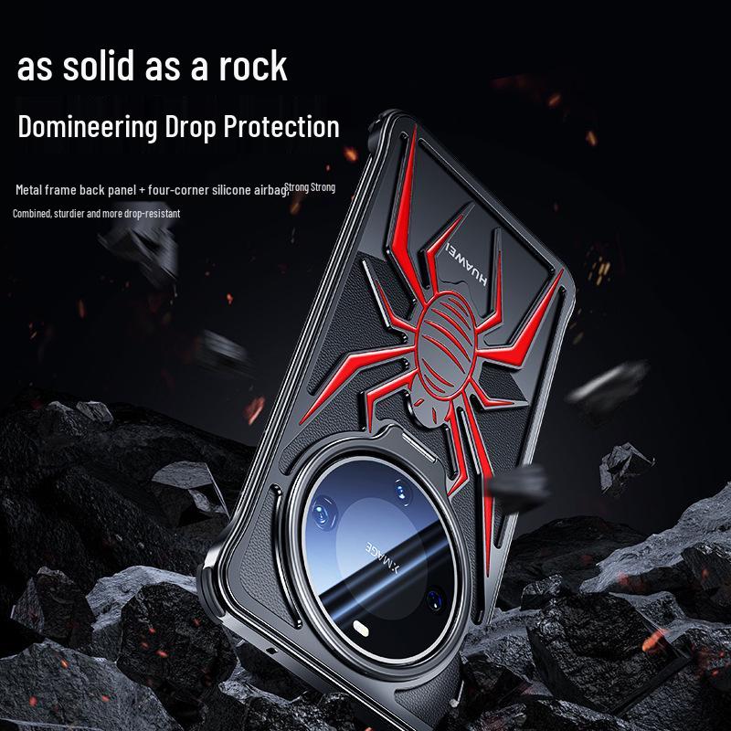 Huawei Mate60 Pro Spider Metal Protective Case - Cross-Border Compatible, Anti-Drop with Bracket.
