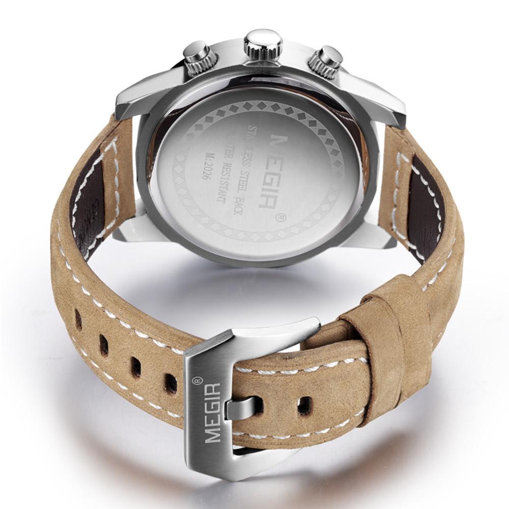 Megir Fashion Sport Watch Men Luxury Brand Men Quartz Watches Chronogragph Clock Leather Band Army Military Wrist Watch 2026
