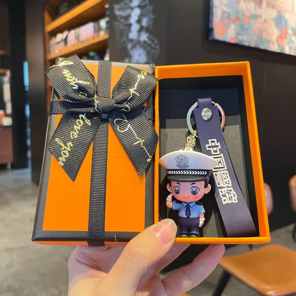 Firefighter Keychain: Cute 3D Traffic Police Pendant, Fashionable Event Gift