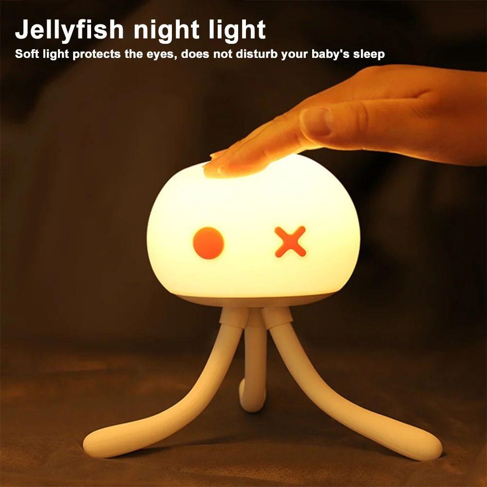 

Touch Dimming Silicone Jellyfish Night Light Deformable Touch Sensor Bedside Lamp Sleep білий