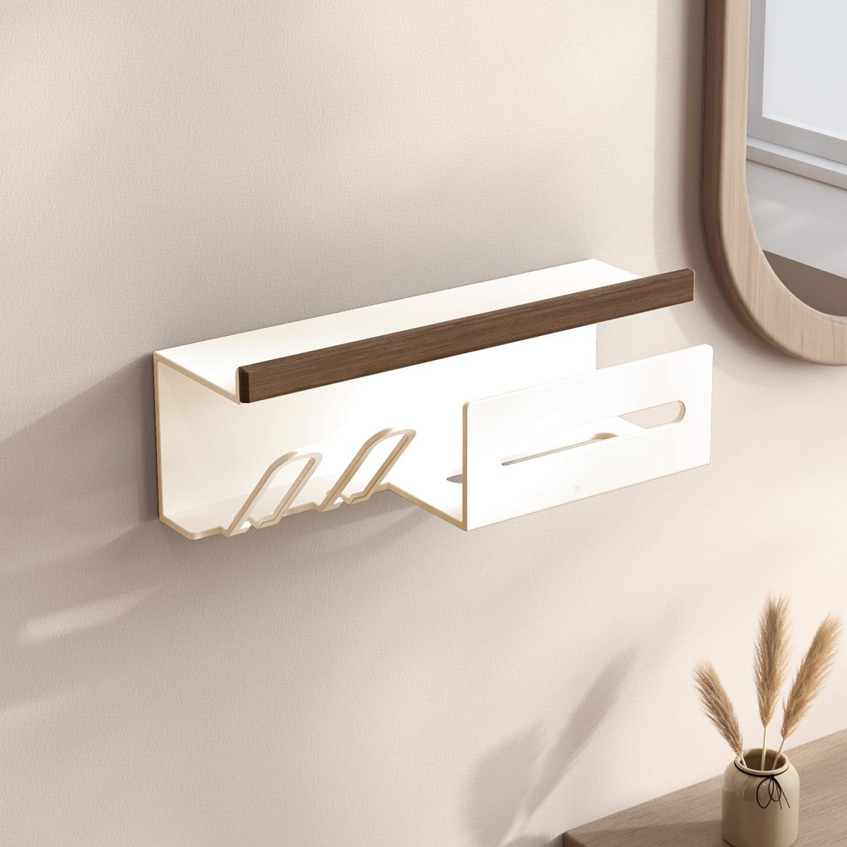 

Кремовый орех Полка для ванной комнаты Подставка для зубных щеток Настенный держатель для зубных щеток Многофункциональный держатель для бумажных полотенец