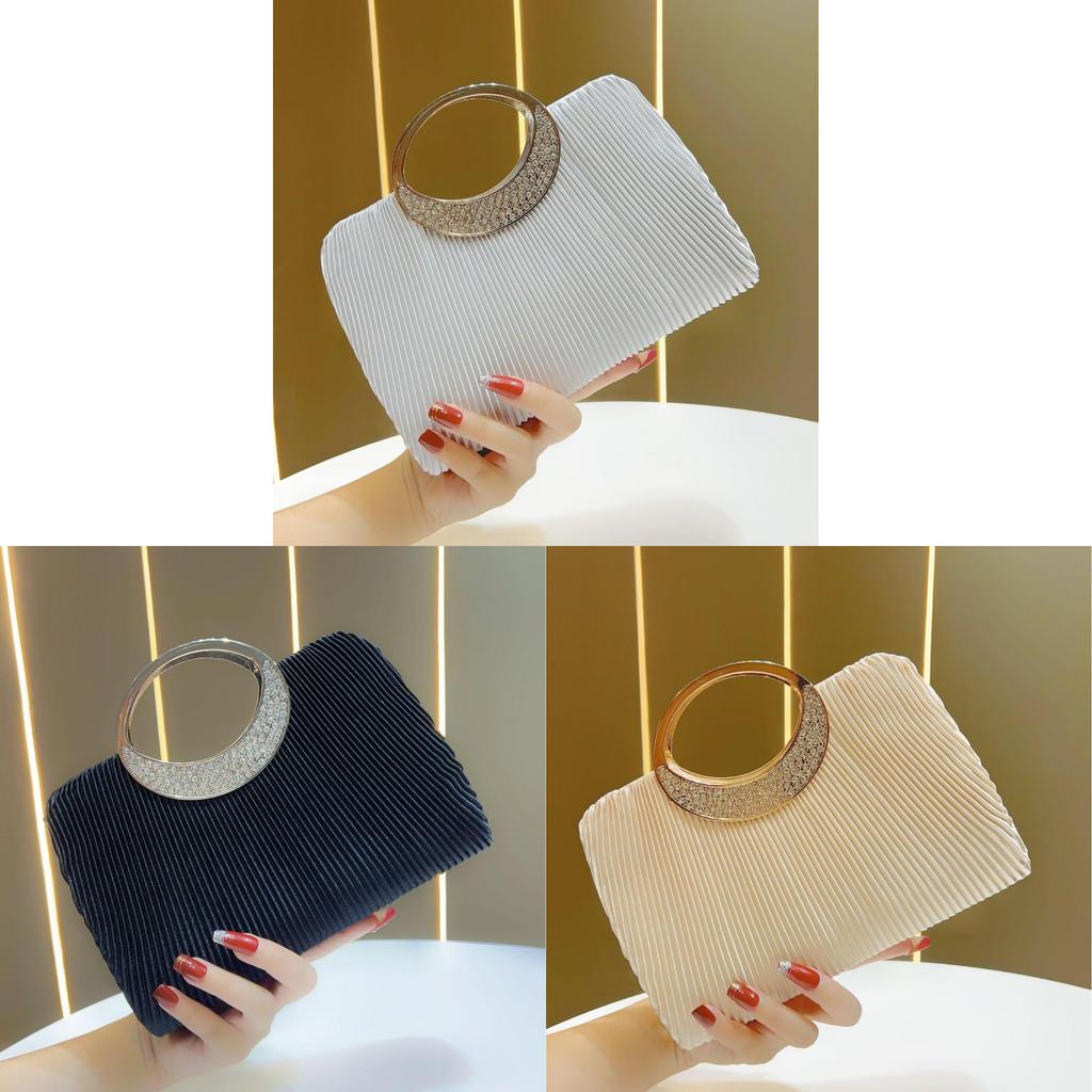 Elegant Evening Clutch Bag With Pleated Design For Formal Events