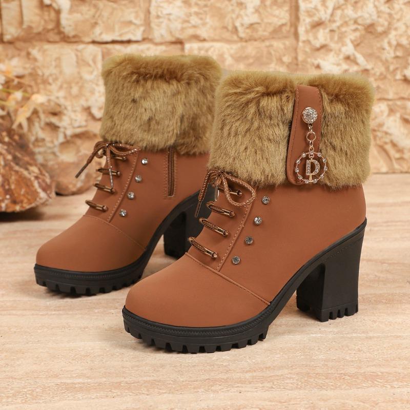 Suede Women Boots Winter Designer High Heels Shoes for Women 2025 New Short Plush High Platform Ankle Elegant Boot