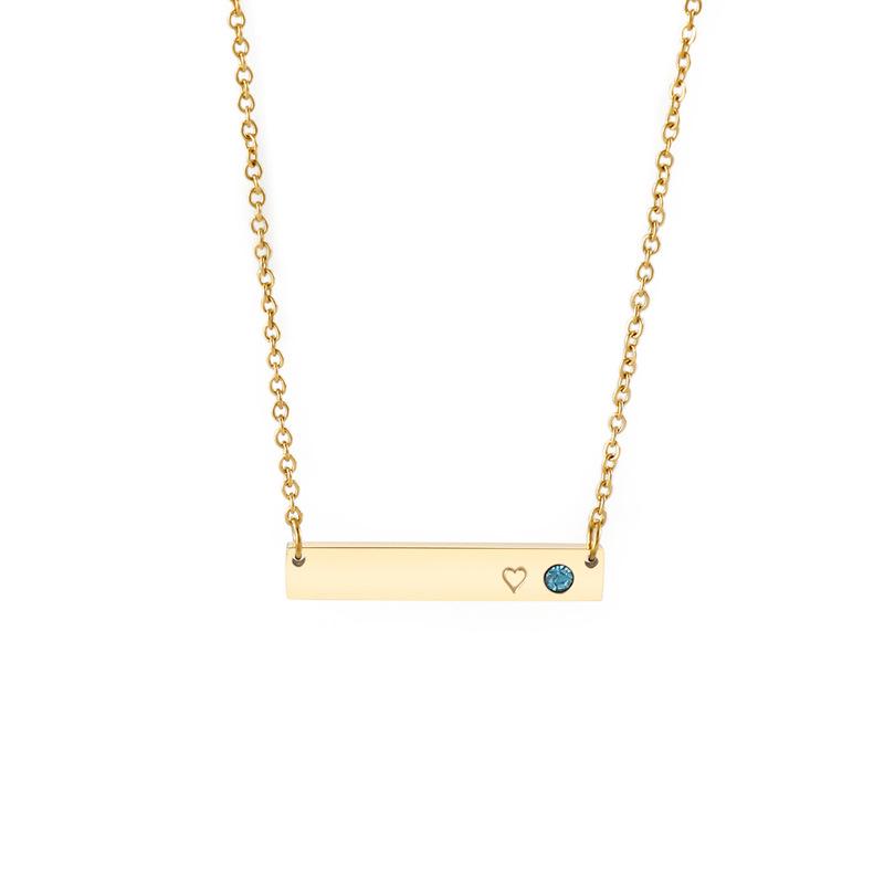 Doğum Taşı Kakmalı Çubuk Kolye Köprücük Kemiği Zinciri ile - Japonya ve Kore'den Kişiselleştirilmiş Takı.