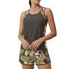 Women’s Two Piece Tankini Set with Tropical Print Sleeveless Top and Swim Shorts for Beach or Pool Activities