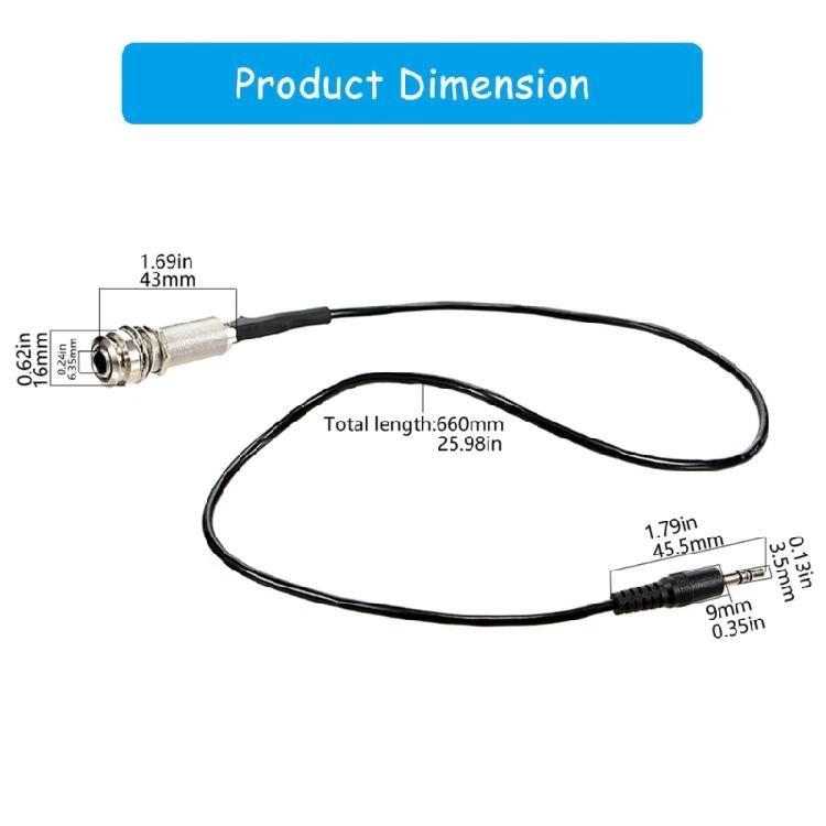 Guitar Piezo Adapter Cable 66cm Endpin Output Jacks Stereo Connection Quick Installation Acoustic Pickup Replacement Cord
