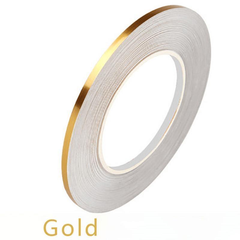 Golden Silvery Floor Edging - 1 Roll, 50m, Waterproof, Self-Adhesive, Glam Style, Shimmery Finish, for Home Decoration