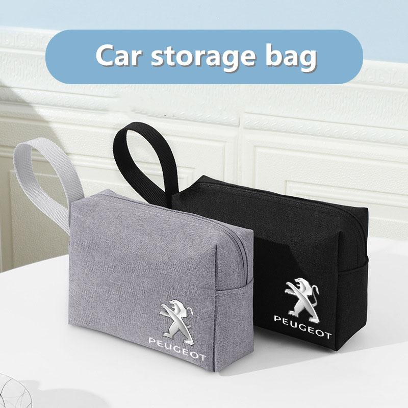 Storage Bag Cable Cord Travel Bag Card Power Bank card Bag for Peugeot Logo 108 406 407 408 206 207 ZM 208 306 307 Car Accessories