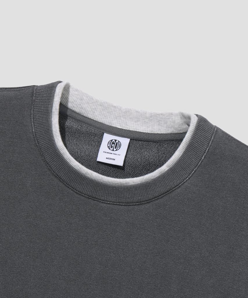 AGOD Layered Crew Neck Sweatshirt [Pigment Charcoal]