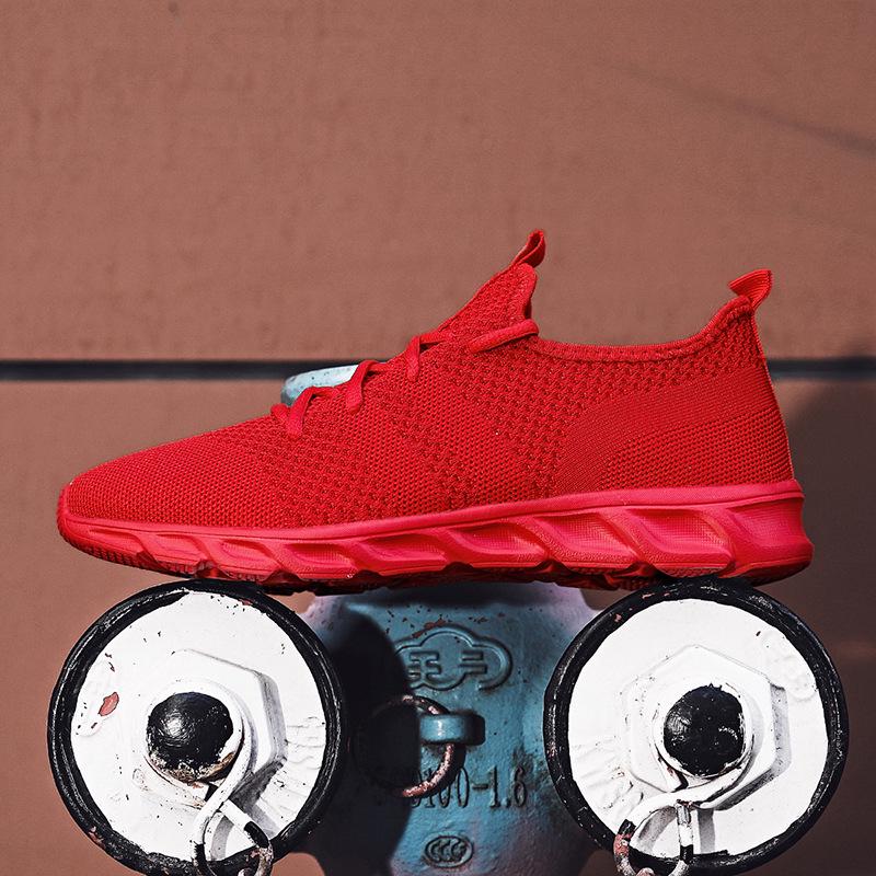 Men's Breathable Knitted Running Shoes, Casual Shoes, Men's Shoes, Spring And Summer Flying Woven Mesh Jogging Shoes