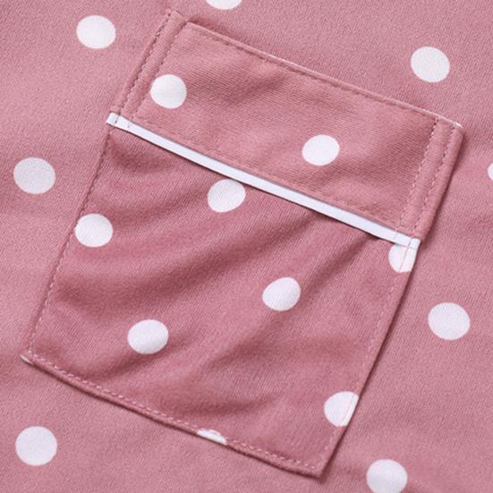 2 Pçs/set Pijamas Terno Estampado Bolinhas Cardigan Camisa Decote Em V Gola Redonda Camisa Perna Larga Calças Soltas Camisola Terno Pijamas