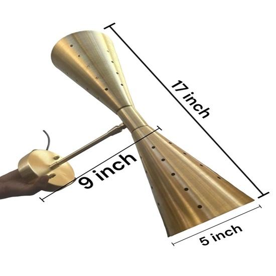 Par Guld Mid-Century Modern Mässing Väggs sconce Atomisk Fluga Dubbel Kon Sminkbelysning Armatur för Heminredning Sovrum, Kontor, Kök