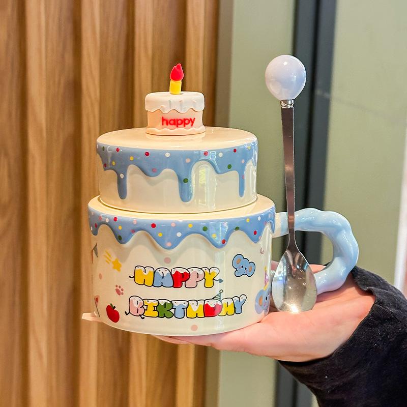 Girlfriend Birthday Gift Cute Cream Cake Cup Girls Ceramic Mug Ritual Souvenir Gift Box