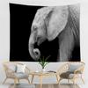 Black and White Elephant Print Pattern Tapestry Bohemian Style Wall Hanging Mandala Polyester Living Room Decoration Tapestry