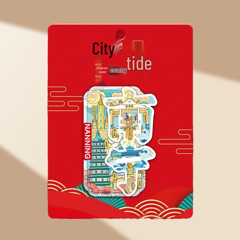 Nanning 3D Wooden City Refrigerator Magnet – Creative Kitchen Souvenir Gift