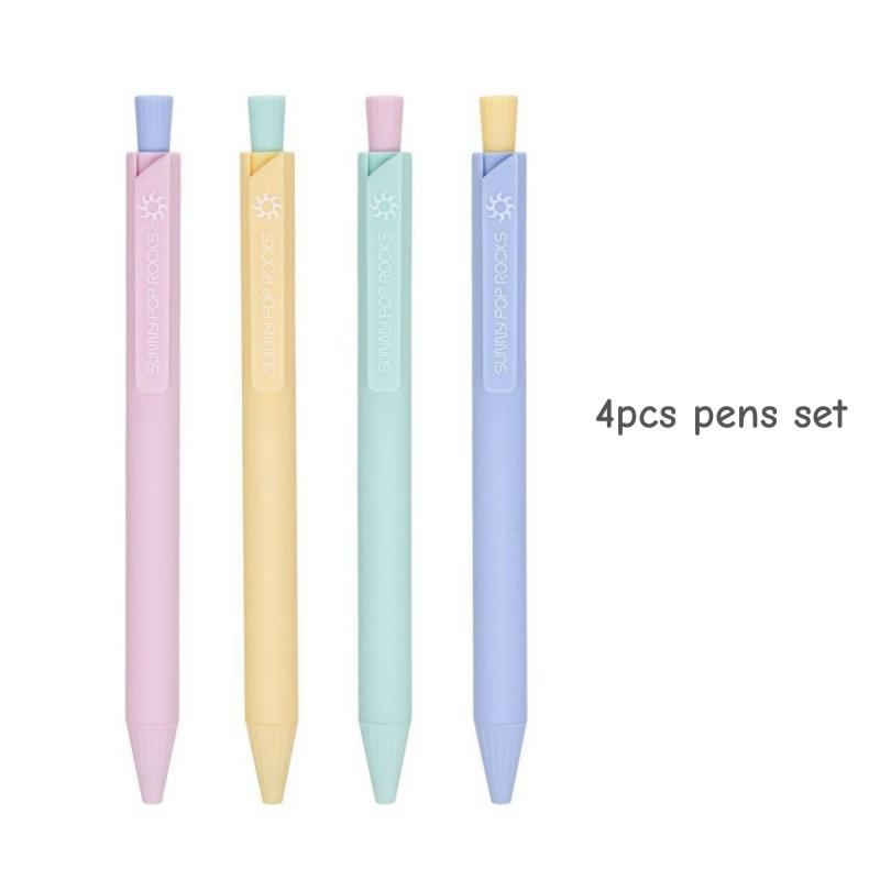 4pcs Macaron Color Design Gel Ink Pens Set Sunny Pop Rocks Series 0.5mm Ballpoint Black Ink for Writing School Office
