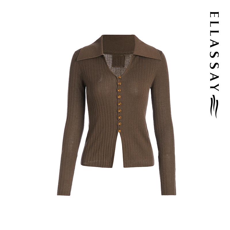 ELLASSAY Women's Merino Wool Waist-Cinching Knit Cardigan