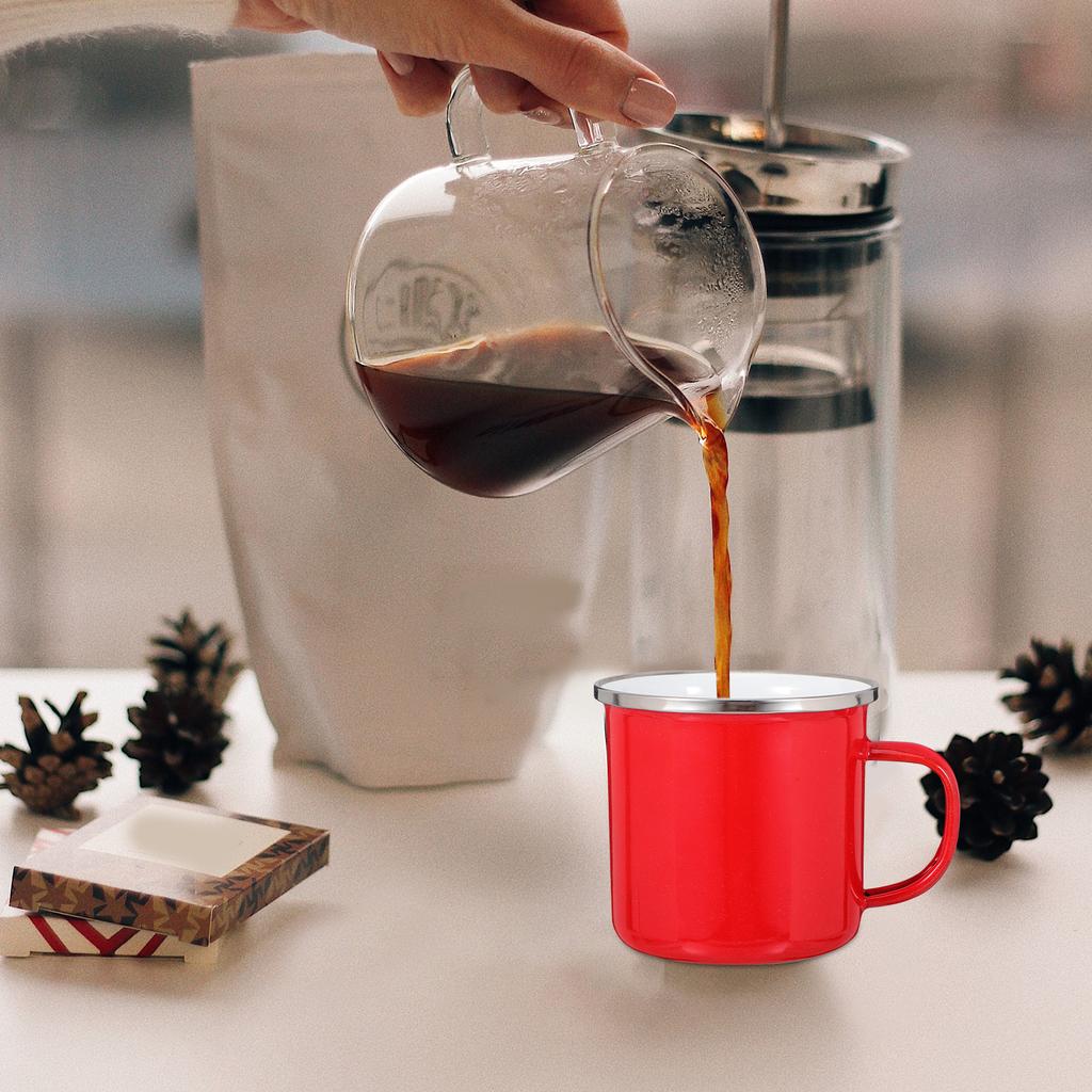 500ml Enamel Water Cup Sleek Design Stainless Steel Rim Comfort Grip Ideal Hot Cold Drinks Versatile Home Office Camp
