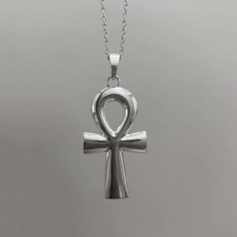 Large Unisex Ankh Necklace - Egyptian Cross, 80x42mm Pendant with 70cm Chain