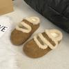 Retro Thick-bottomed Fluffy Slippers for Women's Outer Wear 2025 Winter Velvet Bag Head Half Mop Warm and Non-slip Inner Heightening Cotton Mop
