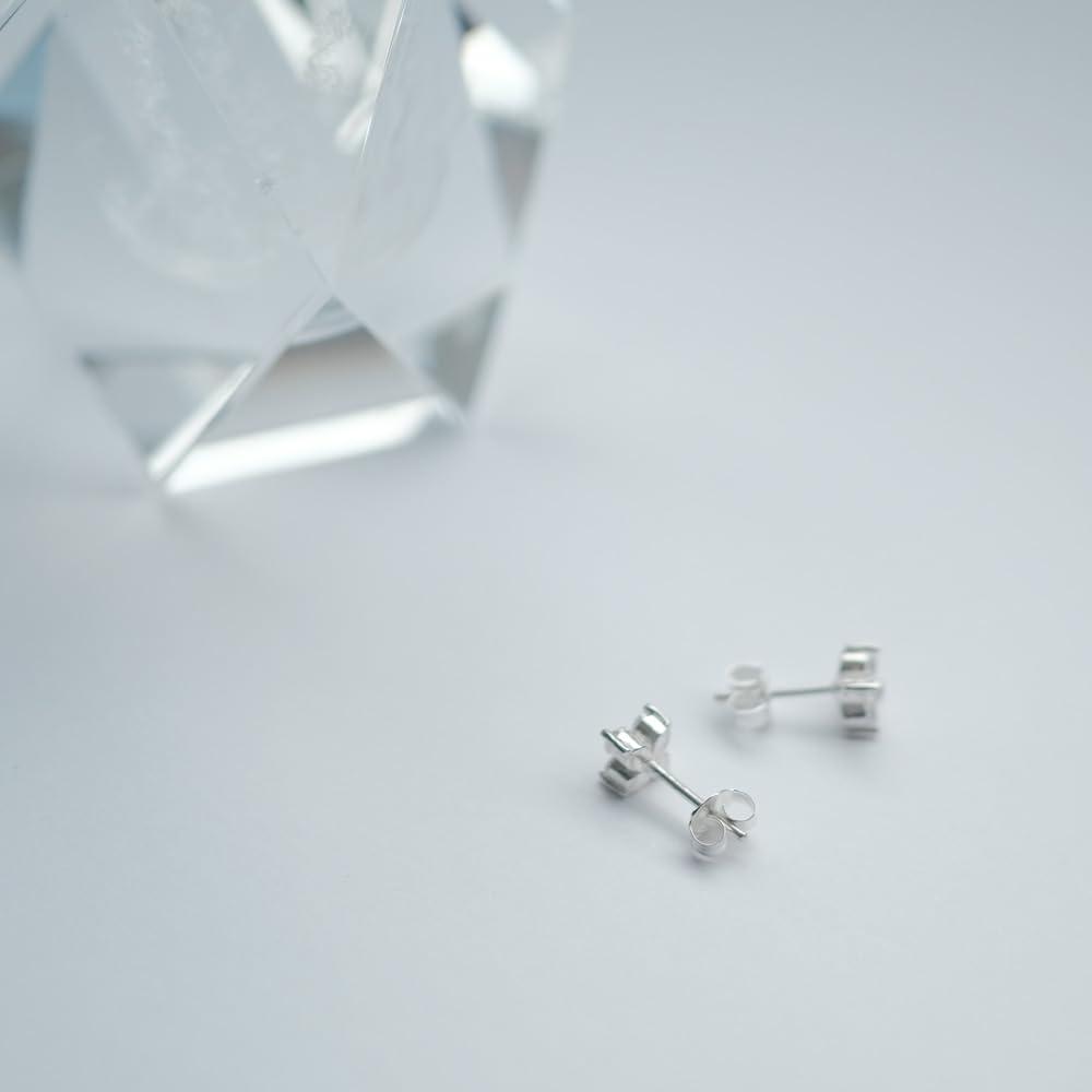 Fleur Flower September Birthstone Sapphire Earrings in Sterling Silver Gift Box Cloud-jewelry (925) [Wooden Included] FCE-1S
